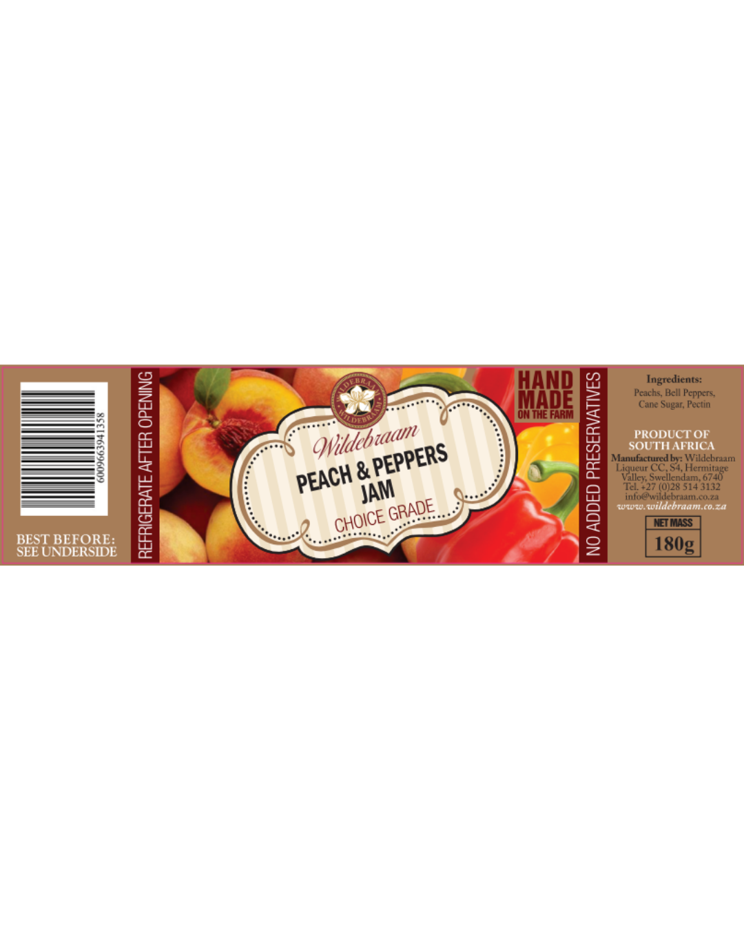 Wildebraam Peach and Pepper Jam, Handmade Preserve - 4 x 180g Jars - view 4