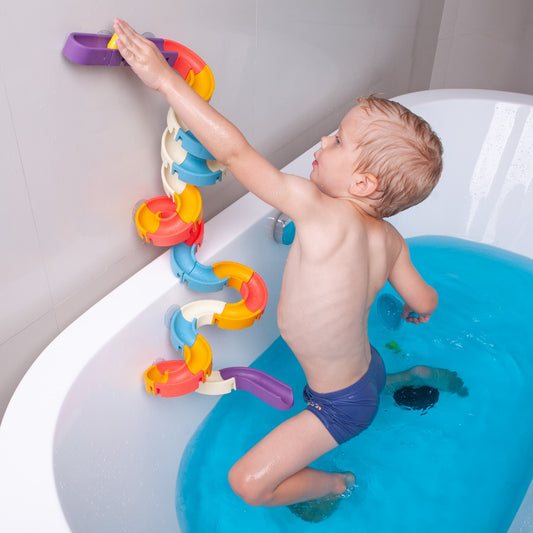 FiZZLeS Slidey 34 piece bath toy slide, Large Slide Construction Bath Toys for boys and girls