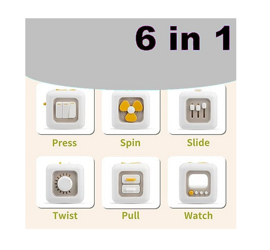 Busy Board Activity Cube For Toddlers - 6 In 1