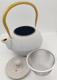 The Cildan Tea Merchant Cast Iron Teapot, Gold Handle Cast Iron Teapot, Cast Iron Teapot White 1200ml & accessories