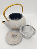 The Cildan Tea Merchant Cast Iron Teapot, Gold Handle Cast Iron Teapot, Cast Iron Teapot White 600ml & accessories