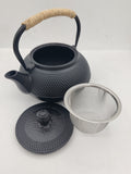 The Cildan Tea Merchant, Cast Iron Teapot with Rope Handle, Cast Iron Teapot Black 600ml & accessories