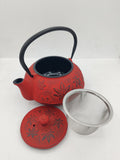 The Cildan Tea Merchant, The tea merchant, Cast iron teapot 600ml Autumn leaf red & accessories
