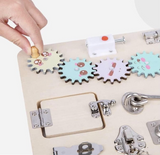 busy boards, busyboard, sensory board close up gears