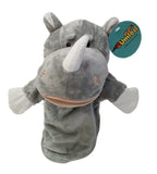 hand puppet rhino with movable fingers and mouth