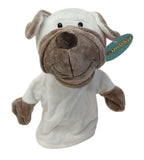 hand puppet white pug with movable fingers and mouth
