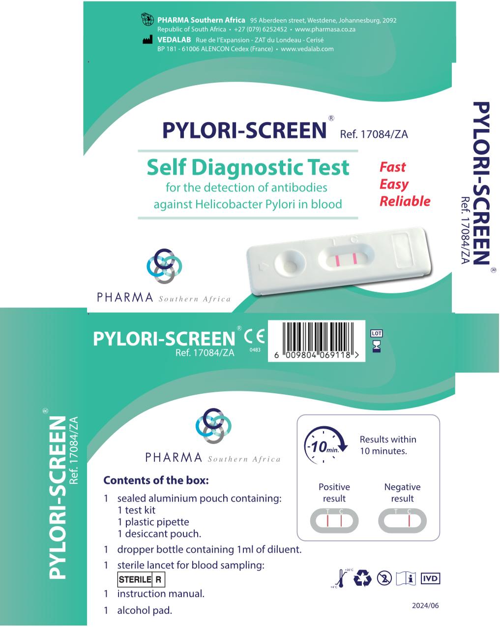 Pylori-Screen test, self diagnostic test, rapid test, packaging