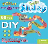 FiZZLeS Slidey 66 piece bath toy slide, Large Slide Construction Bath Toys for boys and girls