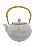 The Cildan Tea Merchant Cast Iron Teapot, Gold Handle Cast Iron Teapot, Cast Iron Teapot White 1200ml
