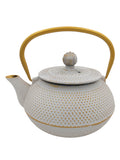 The Cildan Tea Merchant Cast Iron Teapot, Gold Handle Cast Iron Teapot, Cast Iron Teapot White  600ml