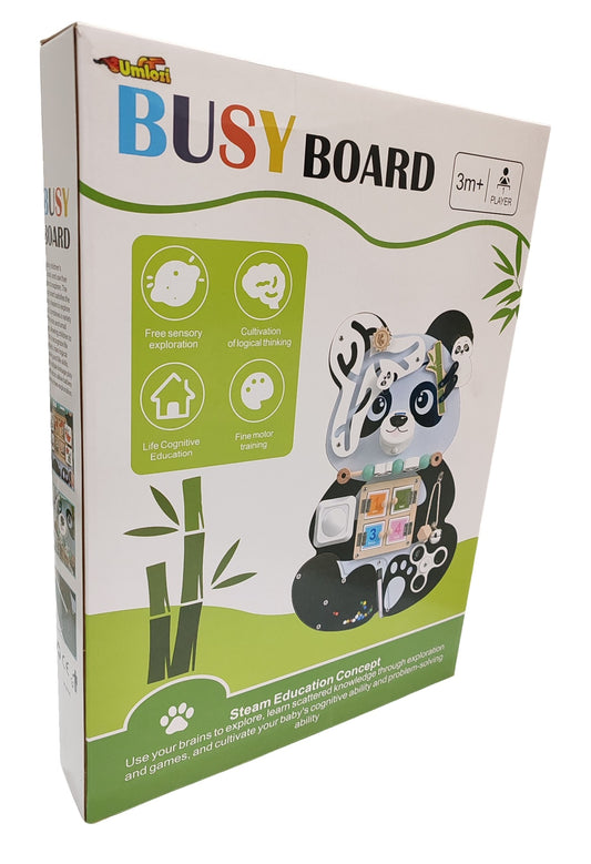 Sensory Busy Board 9 in 1 - Panda Design