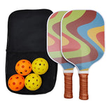 Pickleball Set Of 2 x Fiberglass Paddles, 4 Pickleball Balls & Carry Bag