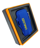 lighter, rechargeable, usb lighter, windproof and waterproof, blue side view in gift box