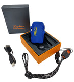 lighter, rechargeable, usb lighter, windproof and waterproof, blue lighter in box
