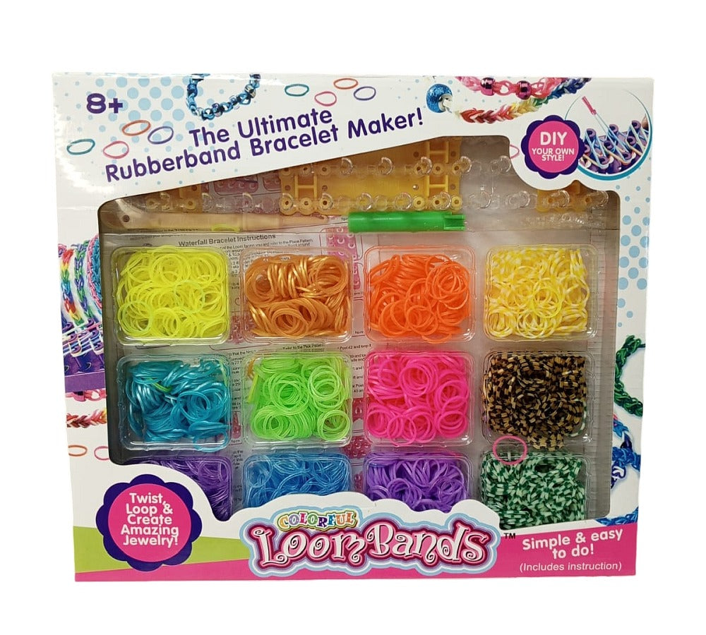 Rainbow Rubber Bands Bracelet Jewellery Making Kit Arts Crafts Set 2000pc