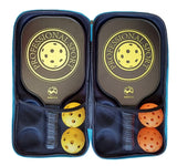 Pickleball Set Of 2 x Fiberglass Paddles, 4 Pickleball Balls & Carry Bag