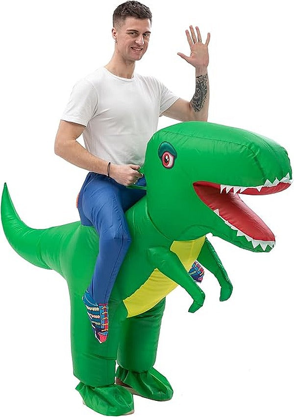 Riding A Dinosaur Suit With Automatic Battery Air Inflator For Adults - view 2