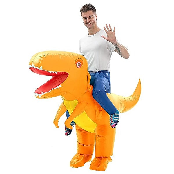 Riding A Dinosaur Suit With Automatic Battery Air Inflator For Adults - view 3