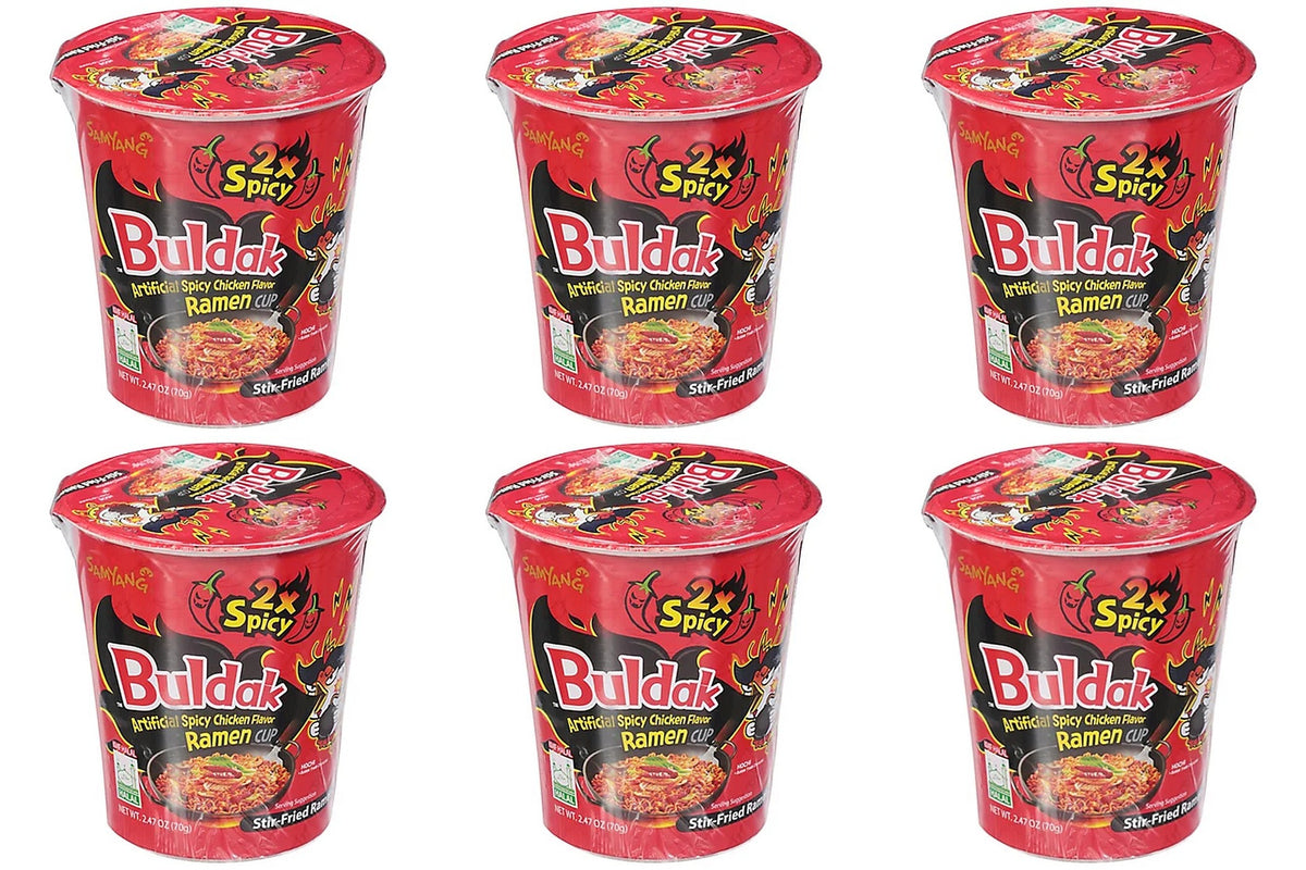 Samyang Noodles cups, Ramen Noodles, Spicy ramen 2x Spicy