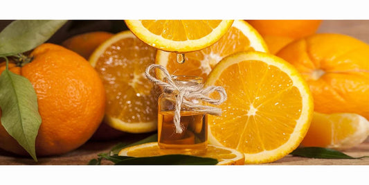 image of sweet oranges and essential oil of sweet orange