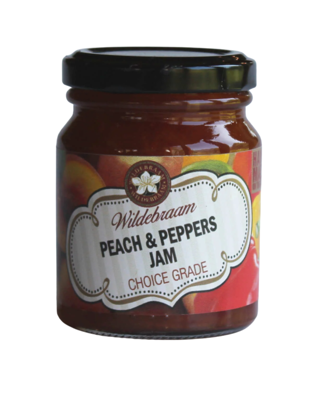 Wildebraam Peach and Pepper Jam, Handmade Preserve - 4 x 180g Jars
