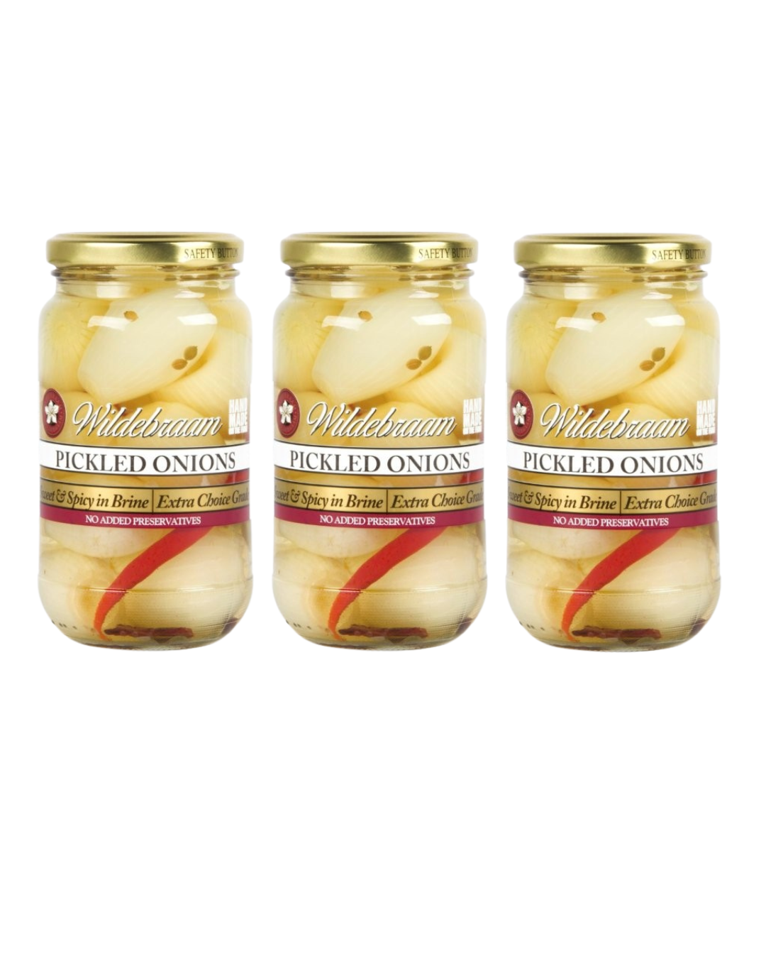 Wildebraam Pickled Onions Classic Tangy Preserve 3 x 430g Jars