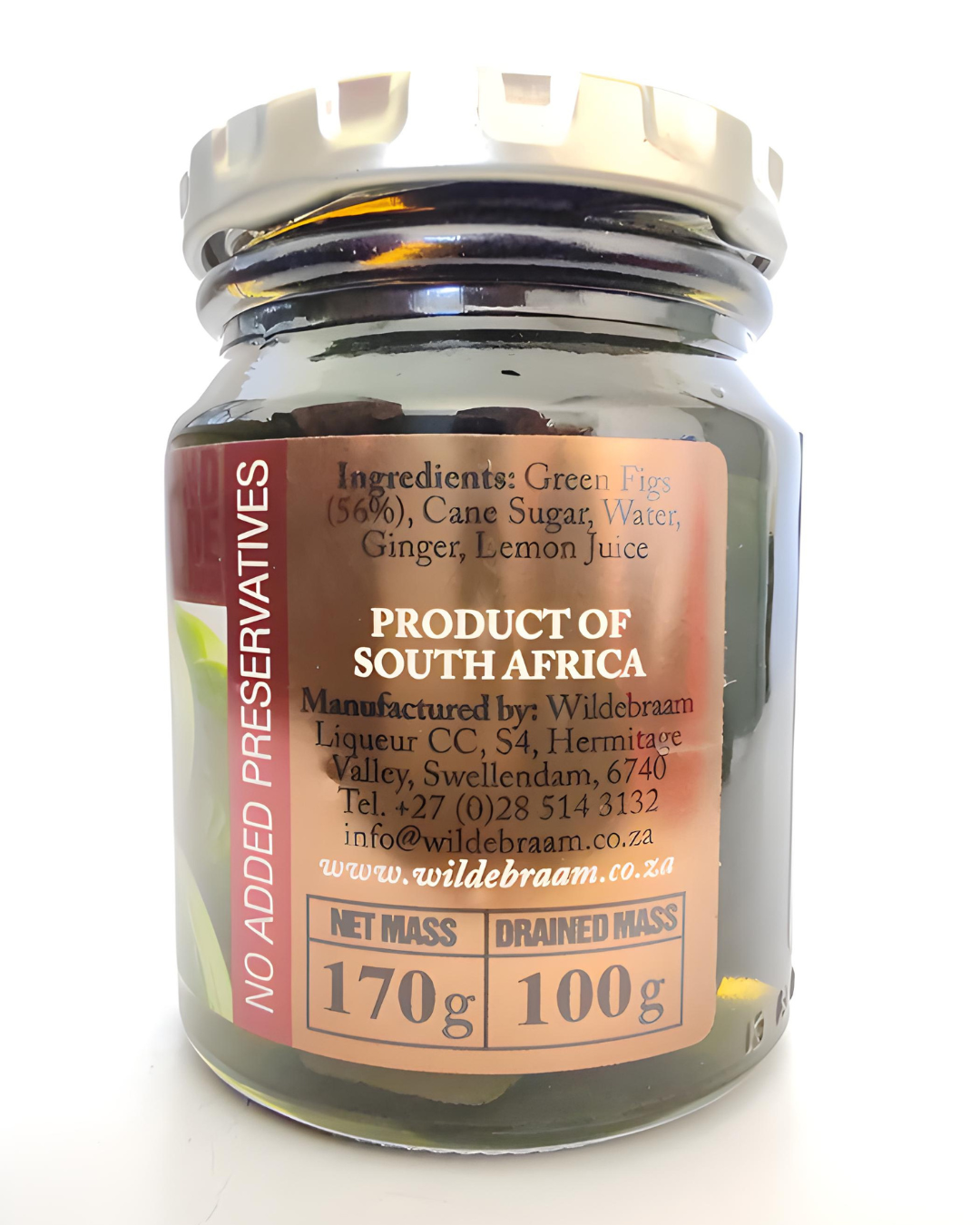 Wildebraam Green Fig Preserve, Handmade Preserve - 4 x 180g Jars