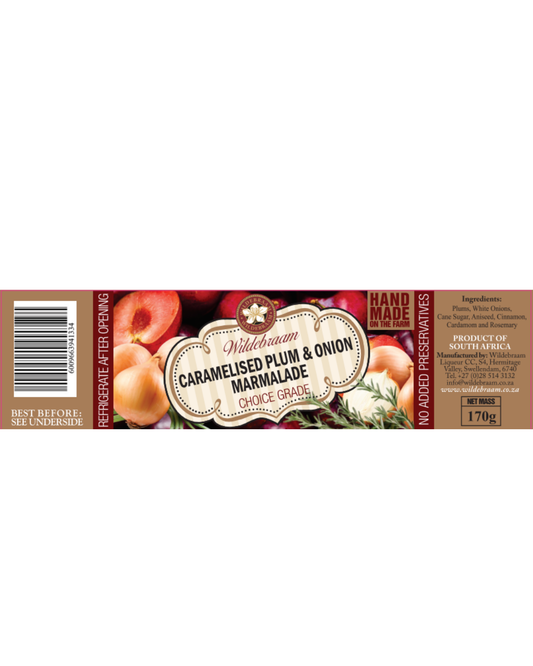 Wildebraam Plum and Caramelised Onion Jam, Handmade Preserve - 4 x 180g Jars