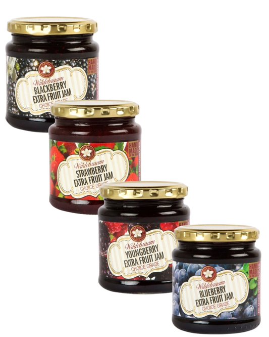 Wildebraam Berry Combo: Youngberry, Blueberry, Blackberry and Strawberry Jam 4 x Jar