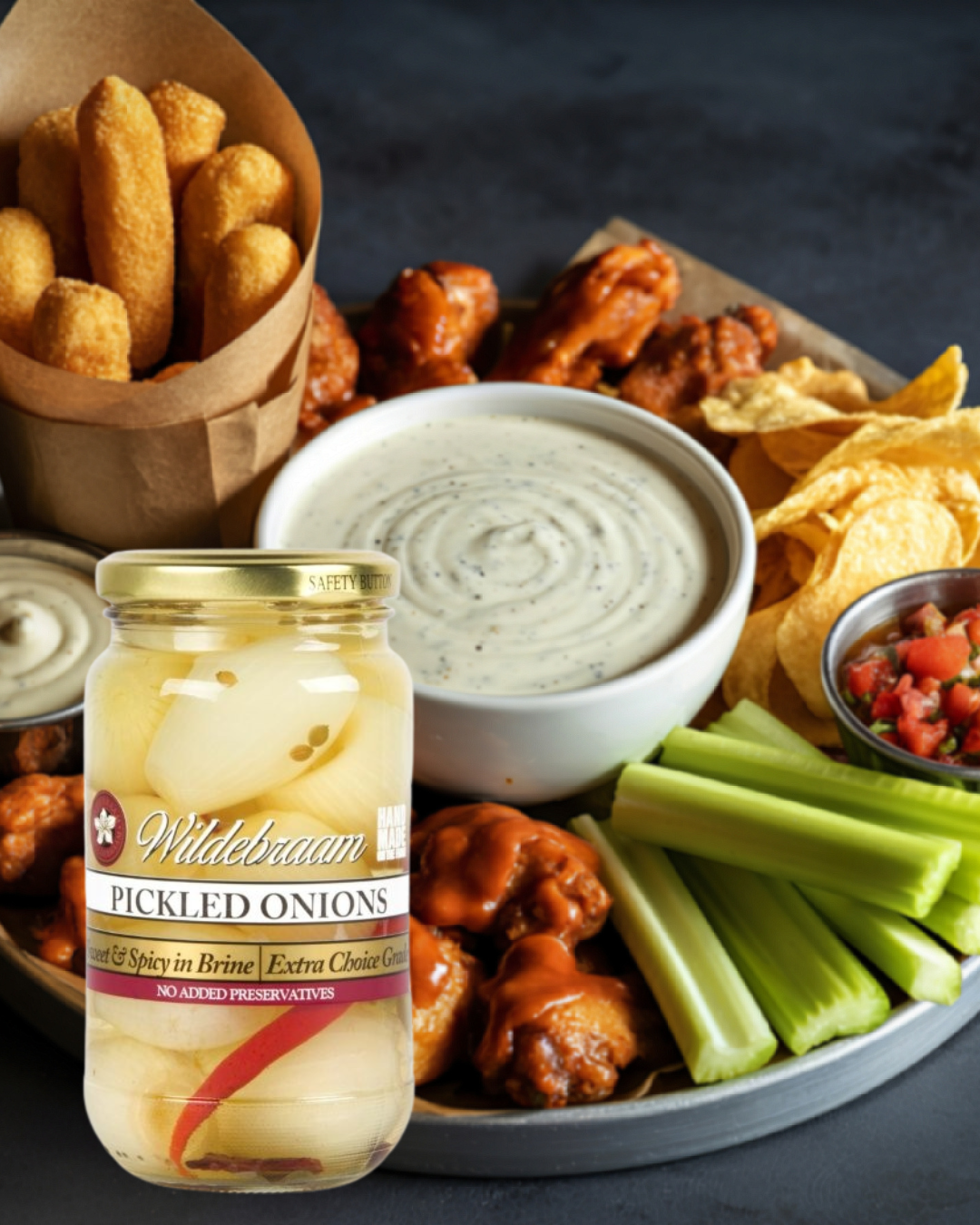 Wildebraam Pickled Onions Classic Tangy Preserve 3 x 430g Jars