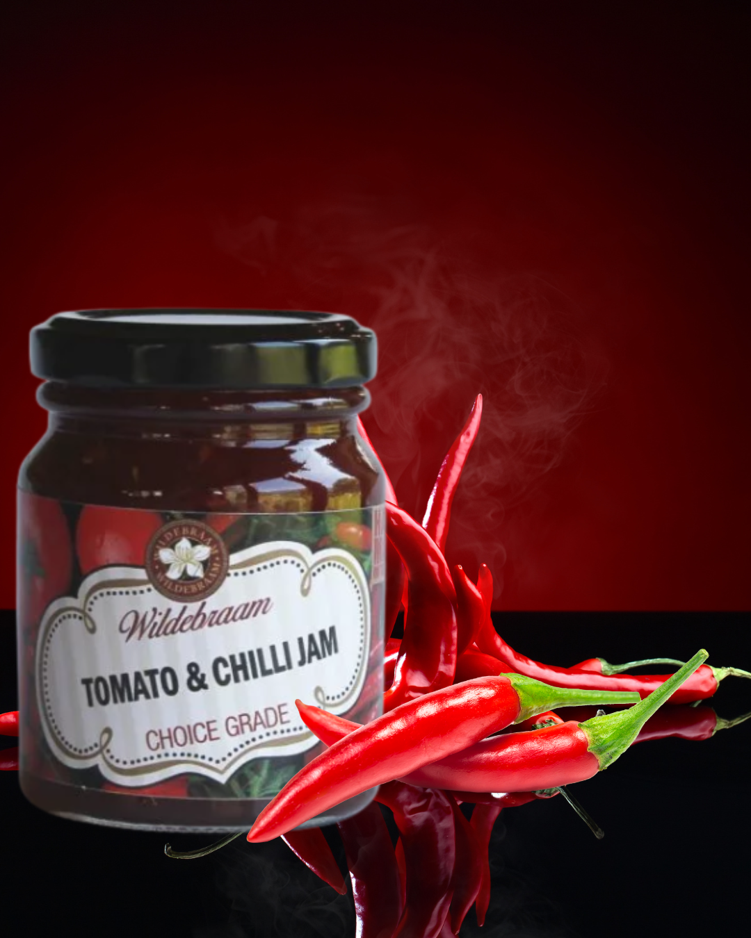 Wildebraam Mild Tomato and Chilli Jam (1/10) 4 x 180g Jars