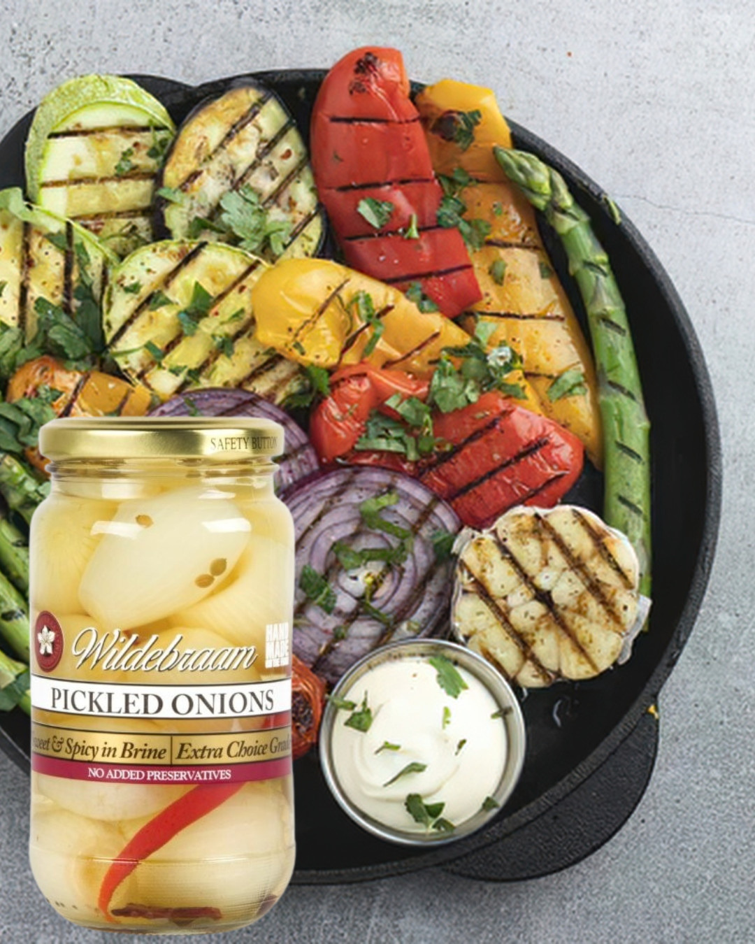 Wildebraam Pickled Onions Classic Tangy Preserve 3 x 430g Jars