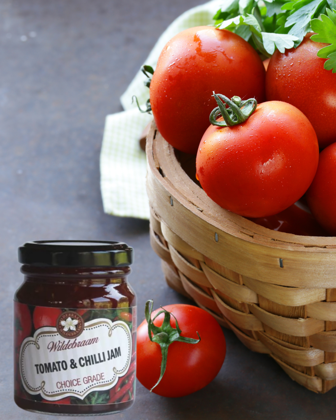 Wildebraam Mild Tomato and Chilli Jam (1/10) 4 x 180g Jars