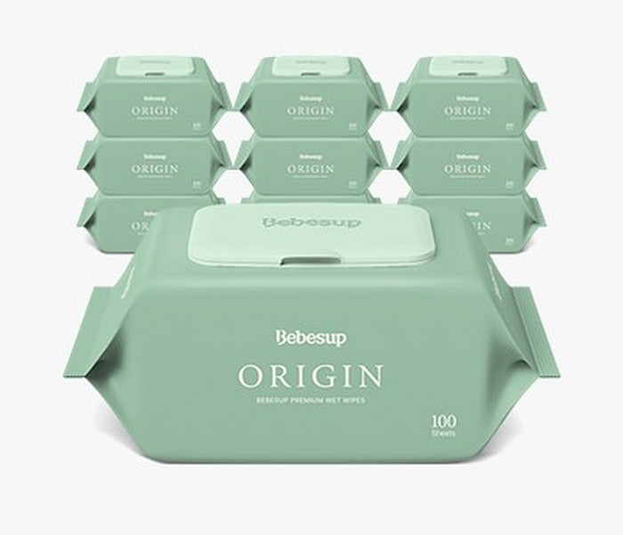 Bebesup Premium Wet Wipes - Origin Wet Wipes 100 Sheets - 10 Pack