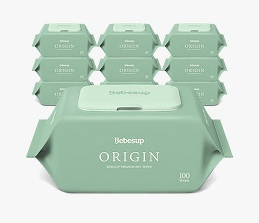Bebesup Premium Wet Wipes - Origin Wet Wipes 100 Sheets - 10 Pack
