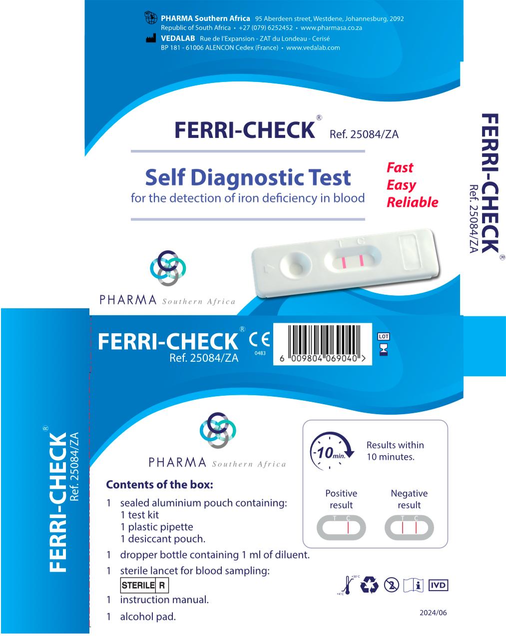 Iron Deficiency test, self diagnostic test, rapid test, packaging