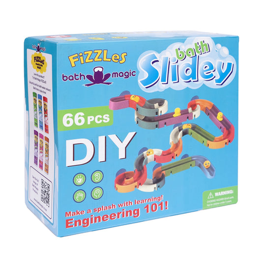 FiZZLeS Slidey 66 piece bath toy slide, Large Slide Construction Bath Toys for boys and girls