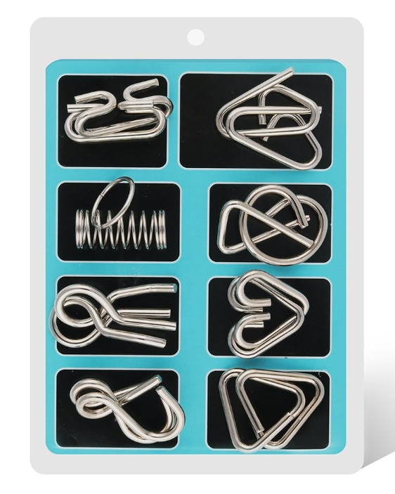 Metal Puzzles, riddles, Light blue set