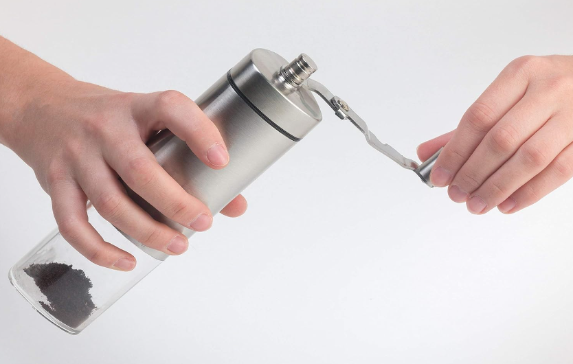 Manual stainless steel Coffee Grinder With An Adjustable Grind and foldable handle