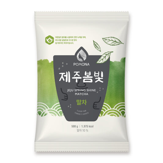 Pomona Jeju Spring Shine Matcha packaging on a white background