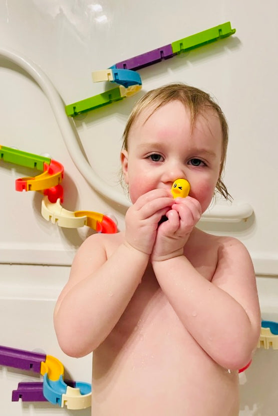 FiZZLeS Slidey 66 piece bath toy slide, Large Slide Construction Bath Toys for boys and girls