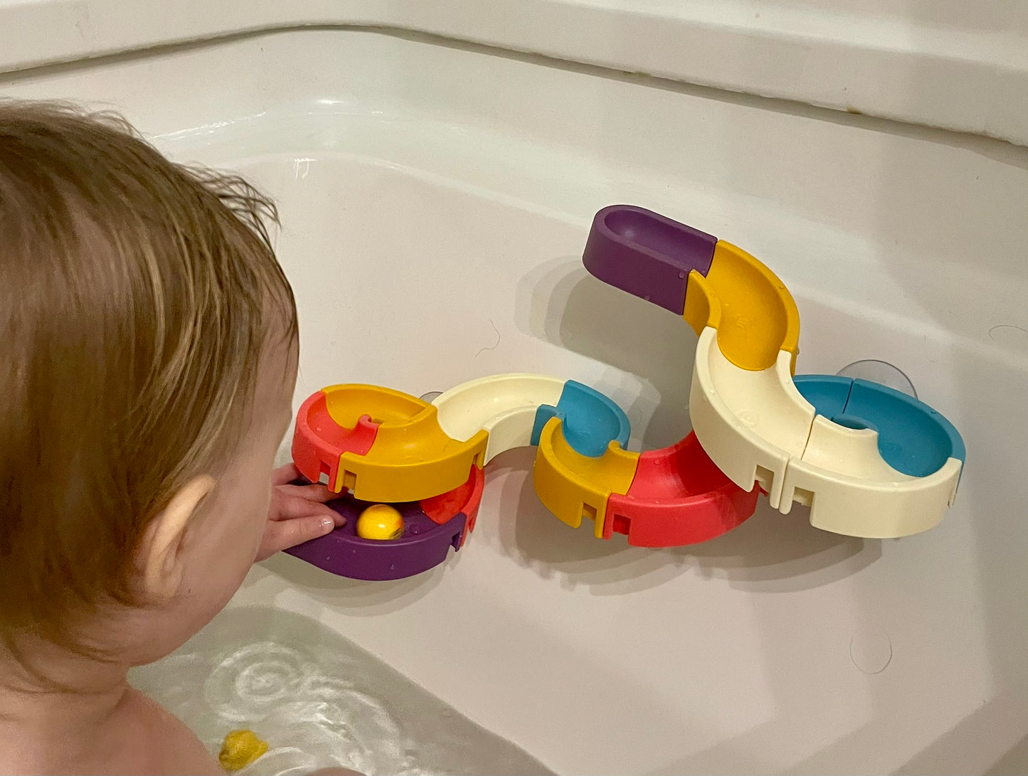 FiZZLeS Slidey 34 piece bath toy slide, Large Slide Construction Bath Toys for boys and girls