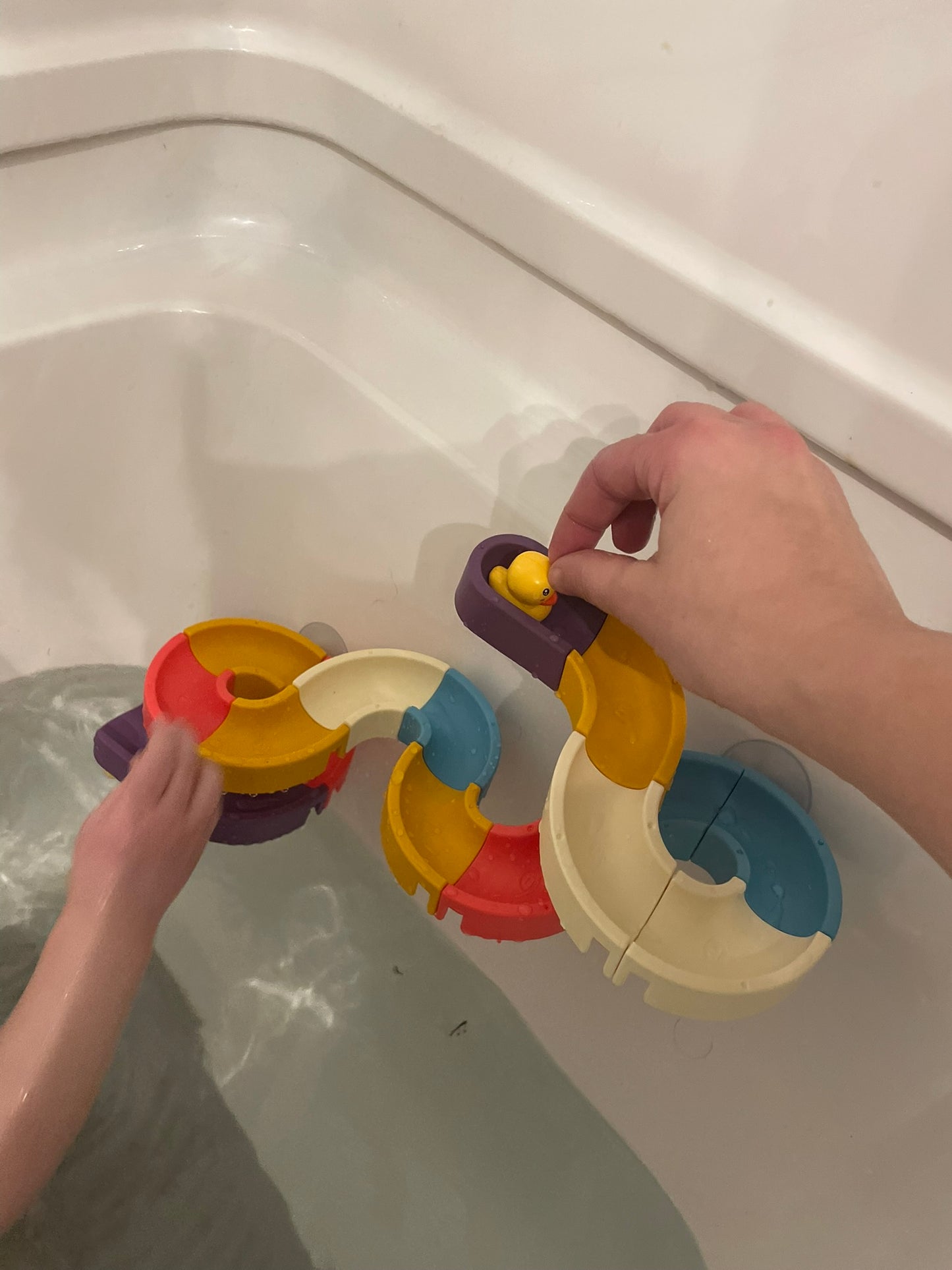 FiZZLeS Slidey 66 piece bath toy slide, Large Slide Construction Bath Toys for boys and girls