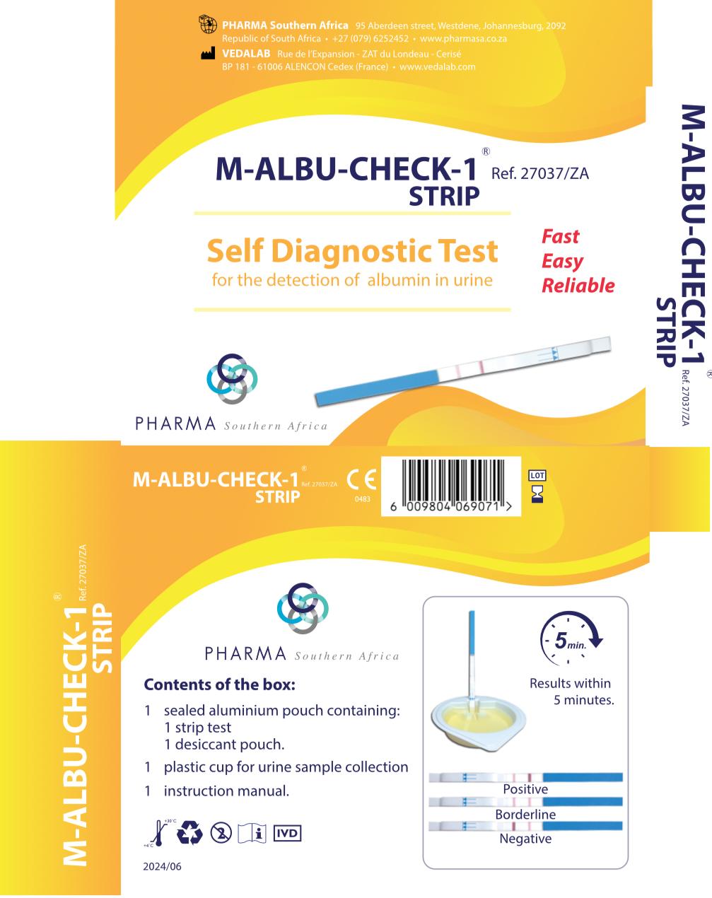 M-Albu test, self diagnostic test, rapid test, packaging