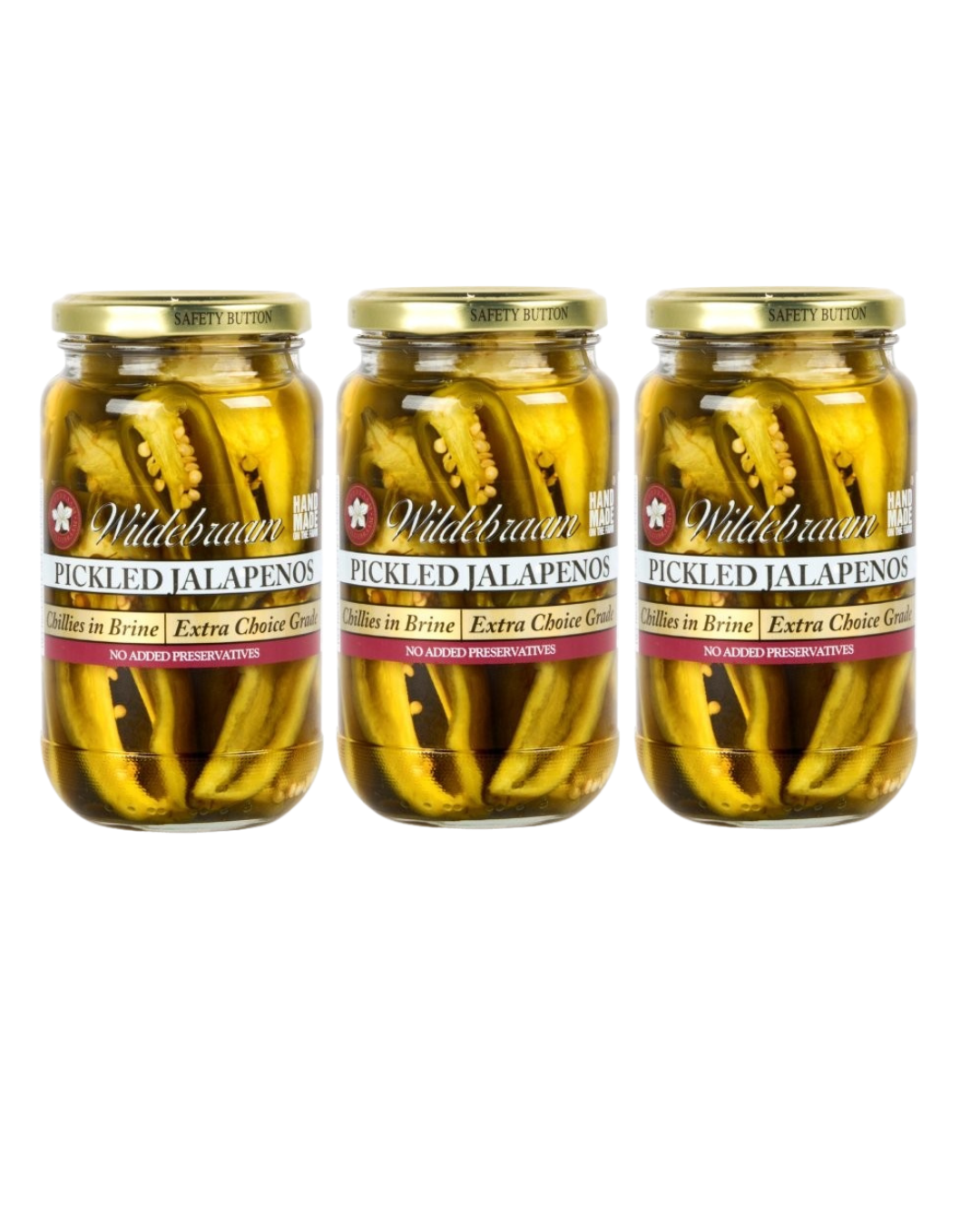 Wildebraam Pickled Jalapeños – Tangy Chilli Slices 3 x 410g jars