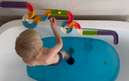 FiZZLeS Slidey 66 piece bath toy slide, Large Slide Construction Bath Toys for boys and girls