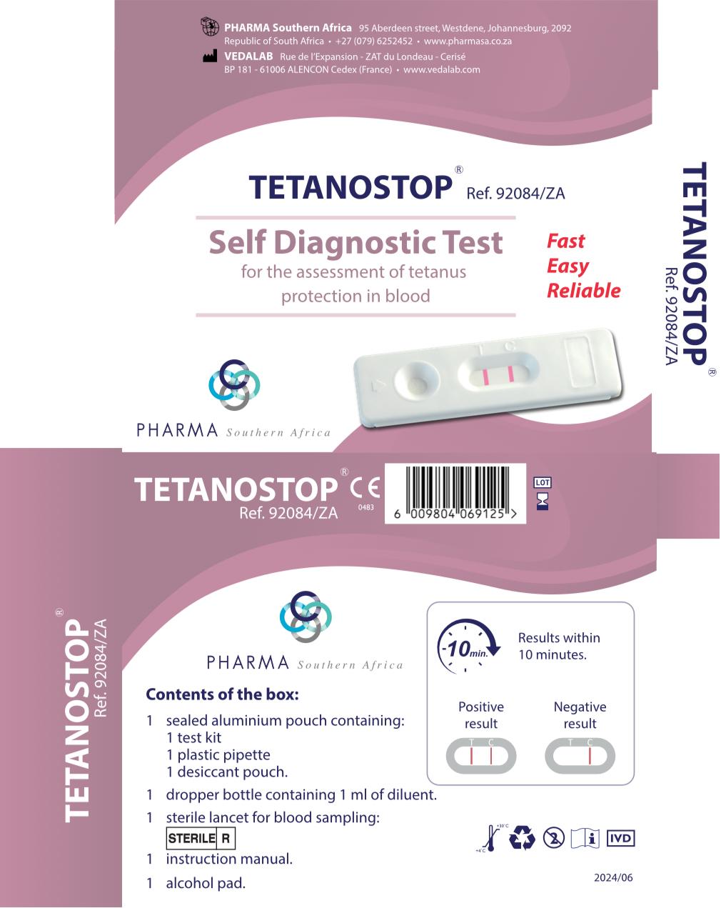 Tetanus antibody test, self diagnostic test, rapid test, Packaging