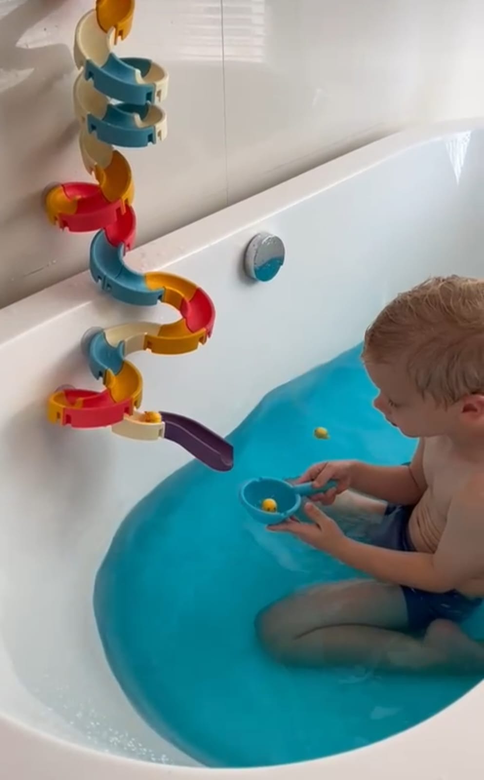 FiZZLeS Slidey 34 piece bath toy slide, Large Slide Construction Bath Toys for boys and girls