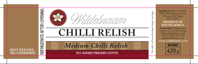 Wildebraam Chilli Relish (4/10) Medium Heat 3 x 420g Jars