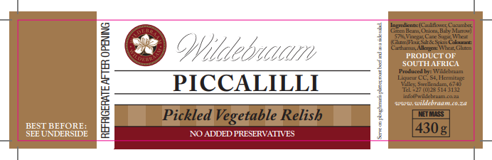 Wildebraam Piccalilli Relish 3 x 430g Jars